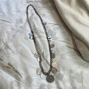 LOFT mixed metal, hammered disc necklace.  Chain is approx. 36”.